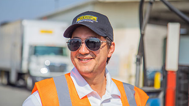 J.B. Hunt intermodal driver in high visibility vest 