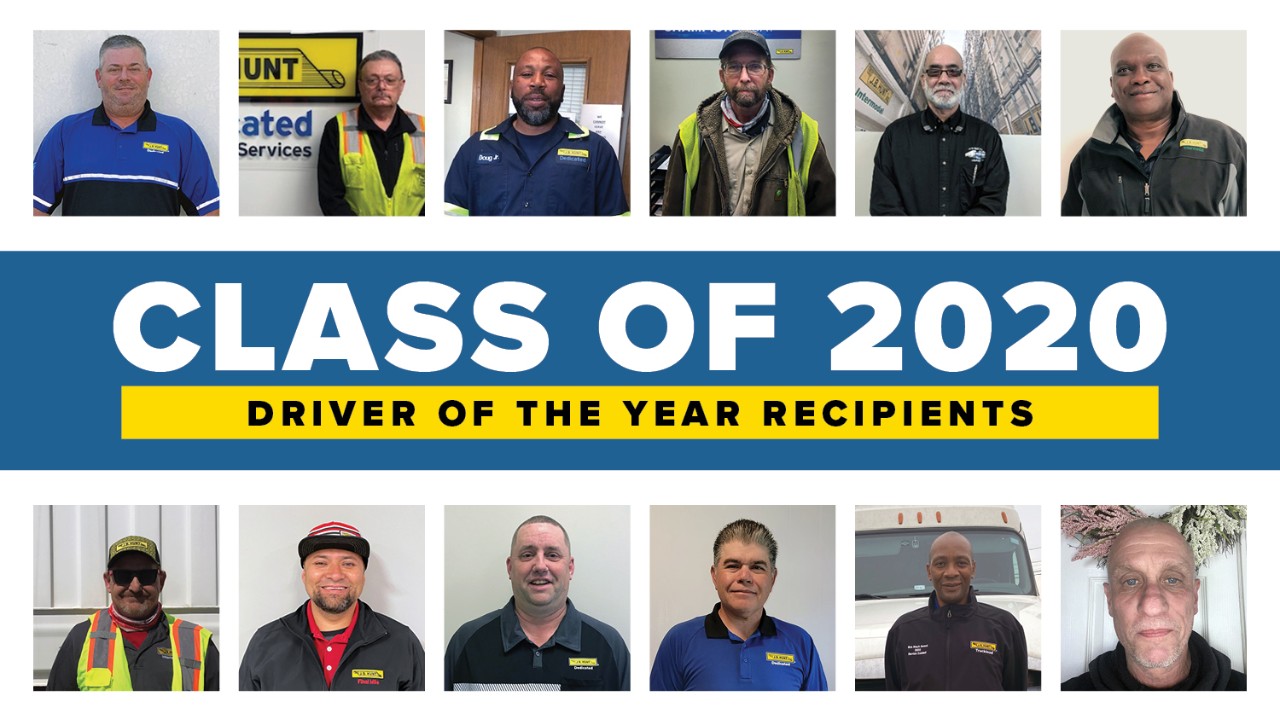 Tile images of the 2020 J.B. Hunt Drivers of the Year headshots.