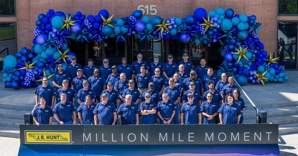 the million mile drivers pose for a group picture