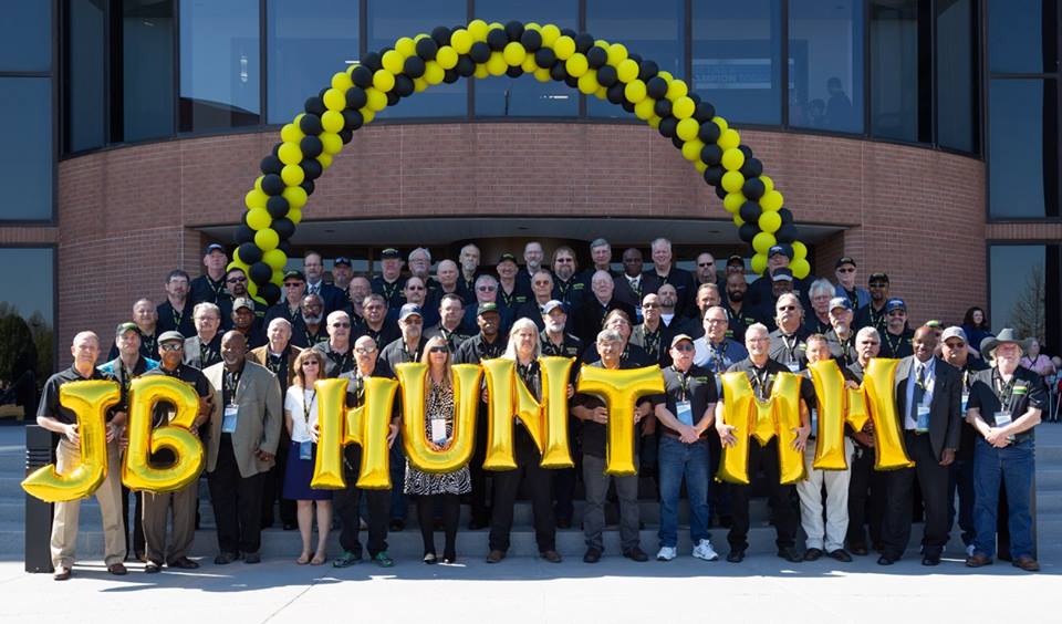 Million mile drivers celebrate their accomplishments at JB Hunt headquarters.