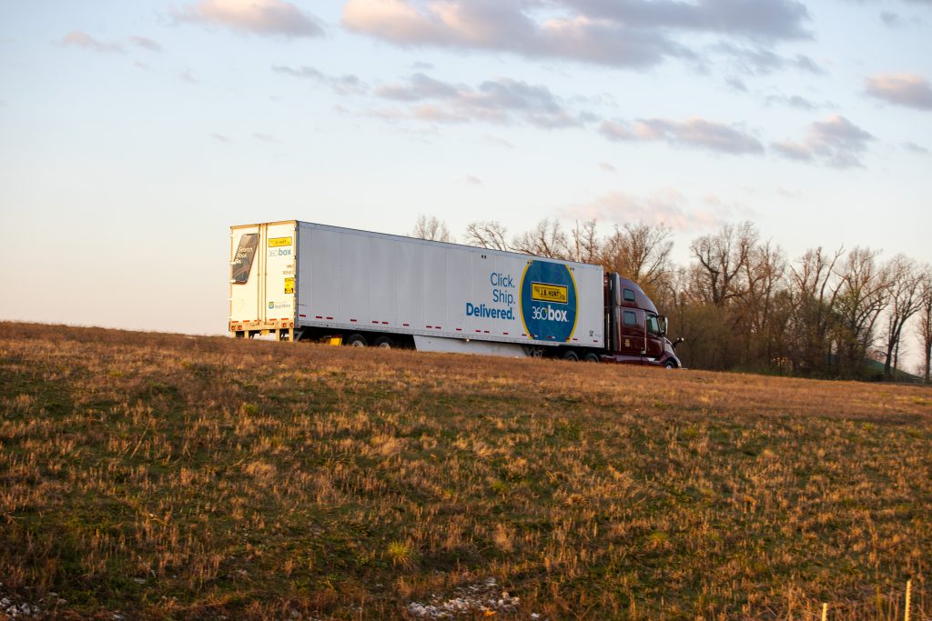 Owner operator hauls a J.B. Hunt 360 trailer.