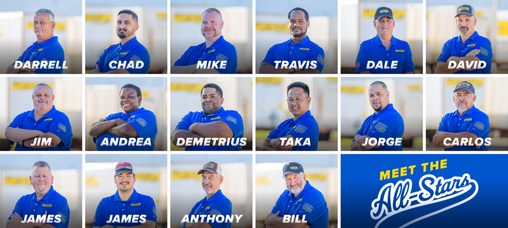 Meet the all-stars: Darrell, Chad, Mike, Travis, Dale, David, Jim, Andrea, Demetrius, Taka, Jorge, Carlos, James, James, Anthony, Bill.